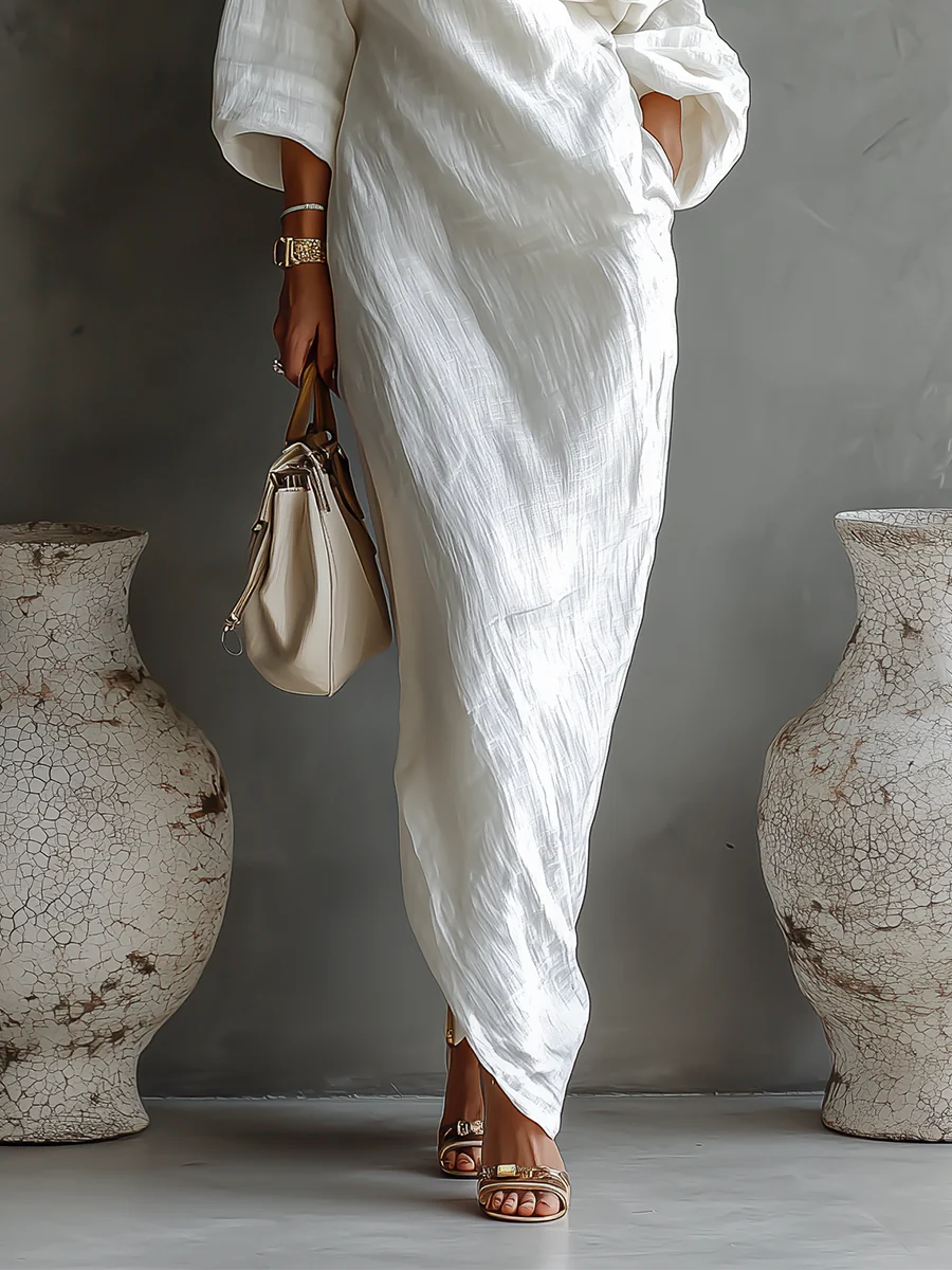 Elise | Elegant Maxi Dress with One Shoulder Strap in White