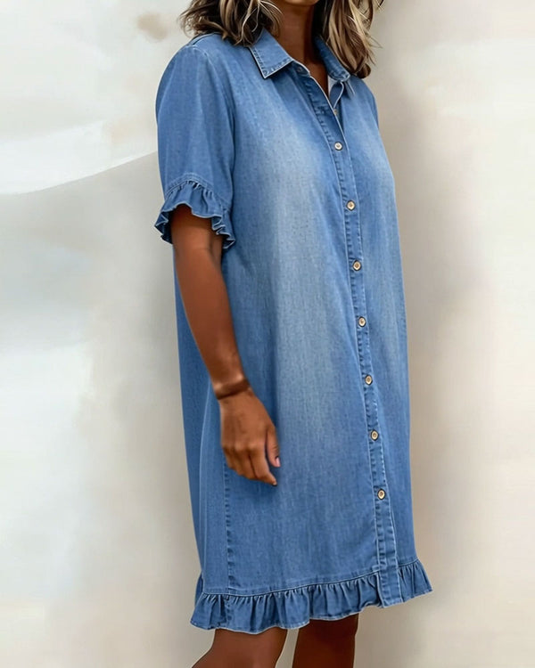 Zandrea | Comfortable Denim Dress With Flattering Rubbing