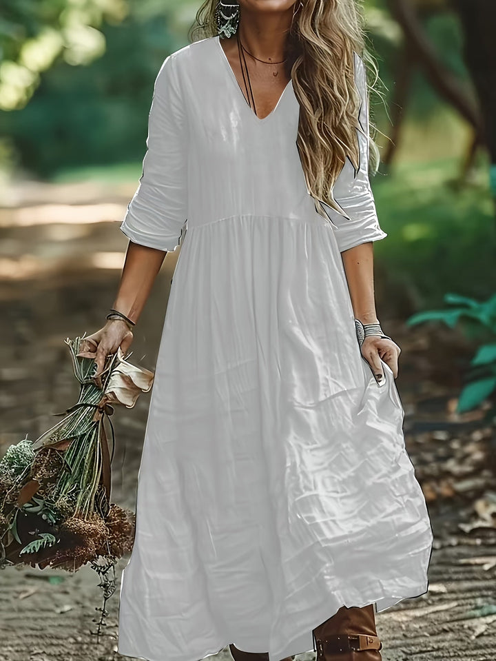 Sharon | Fashionable Long Dress With V Neck