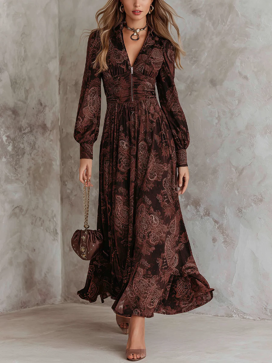 Ariane | Maxi Dress with Paisley Pattern and Fitted Cut