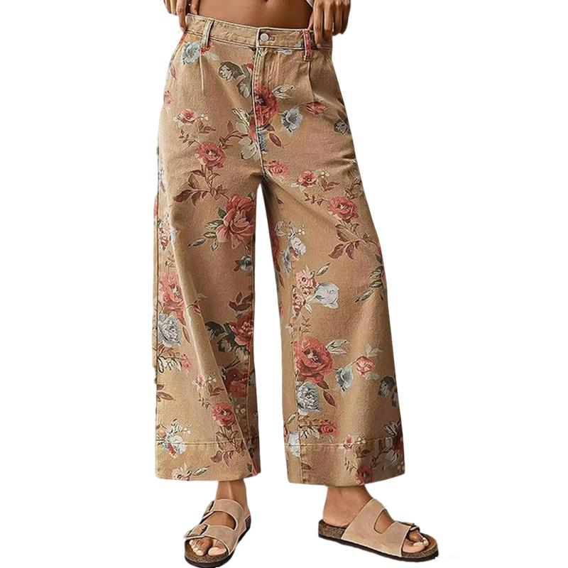 Audrey | Floral Wide Leg High Waist Casual Pants