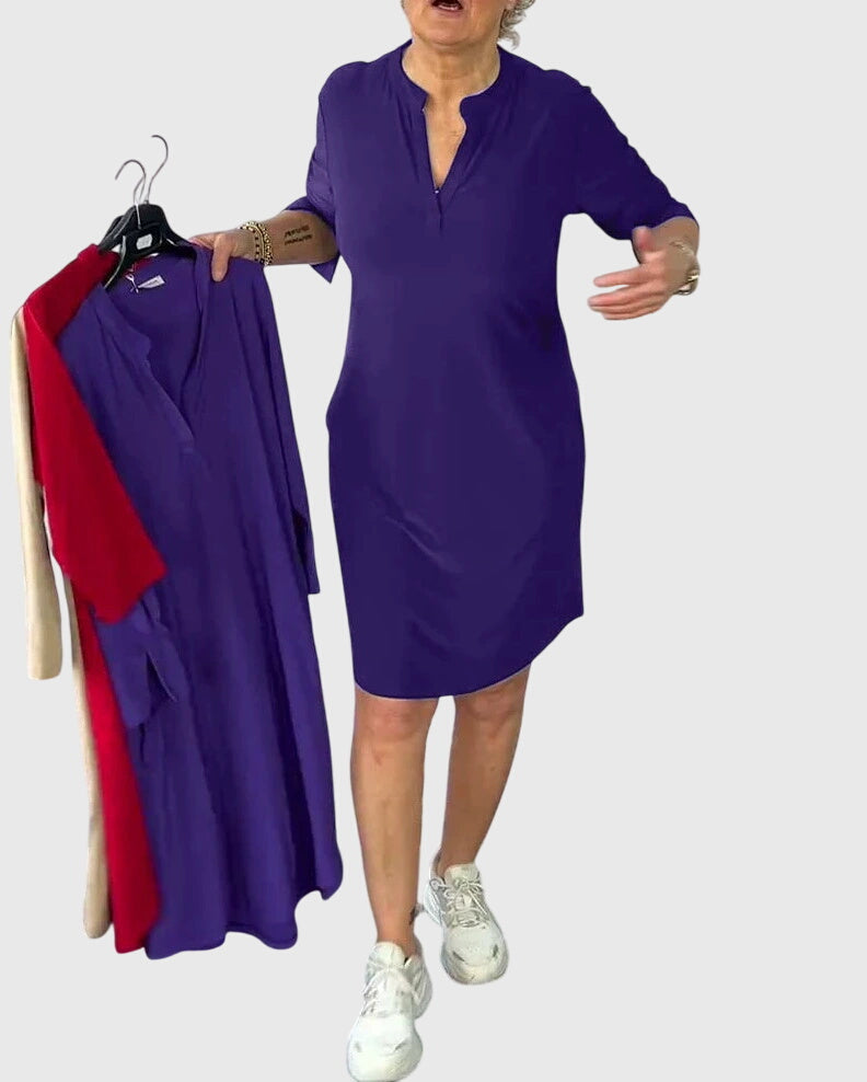 Destiny | Solid V-Neck Dress