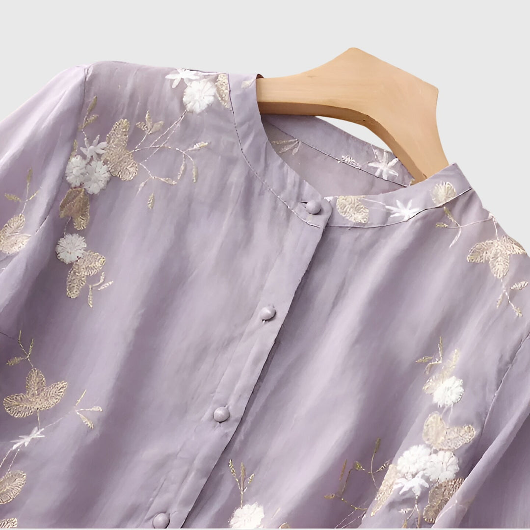 Edena | Elegant Top with Embroidered Flowers