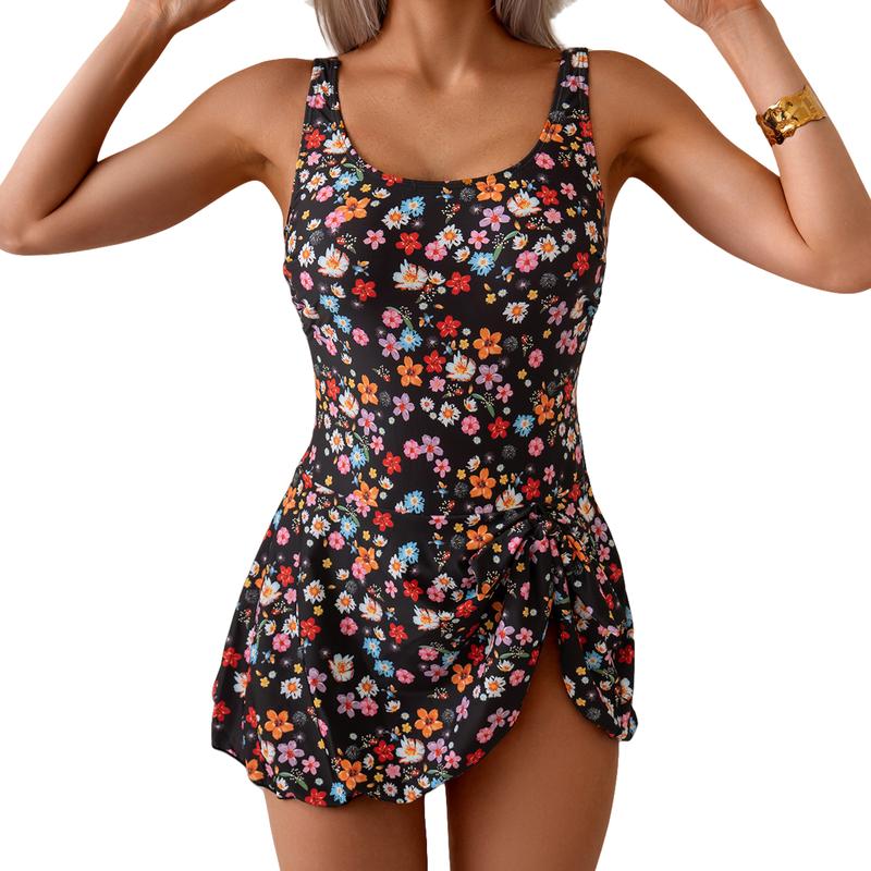 Quincy | Floral Swim Dress Slimming Fitted One Piece Beachwear