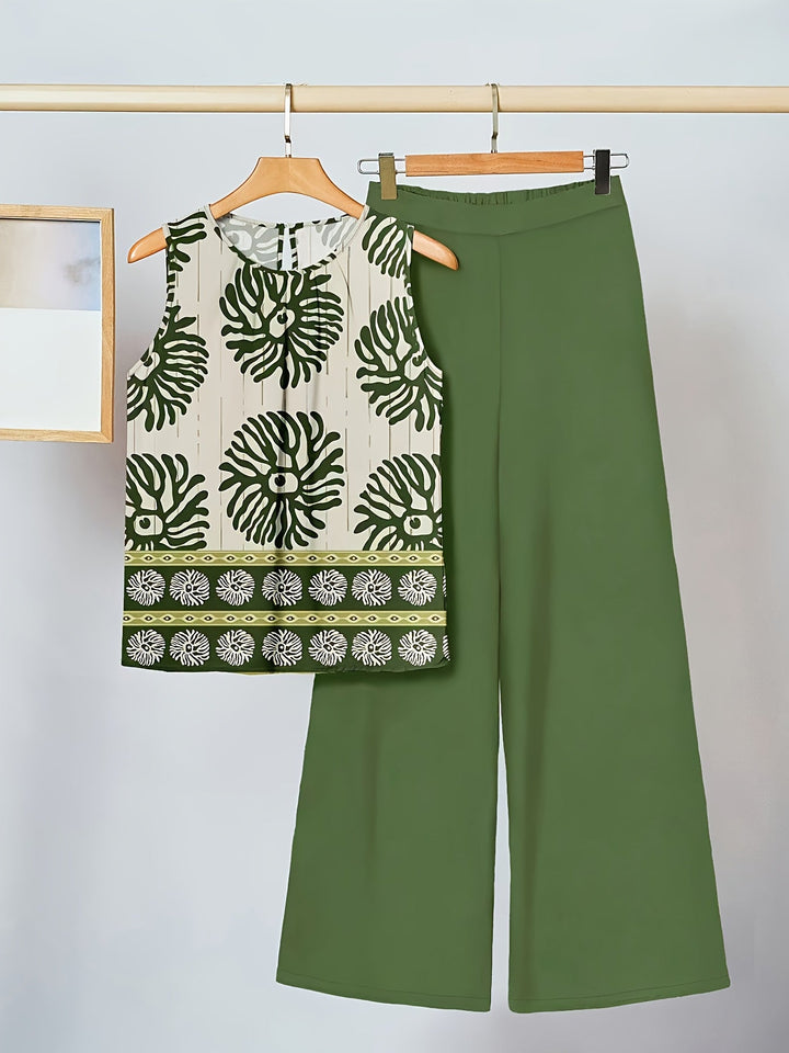 Monica | Green Floral Two-Piece Set