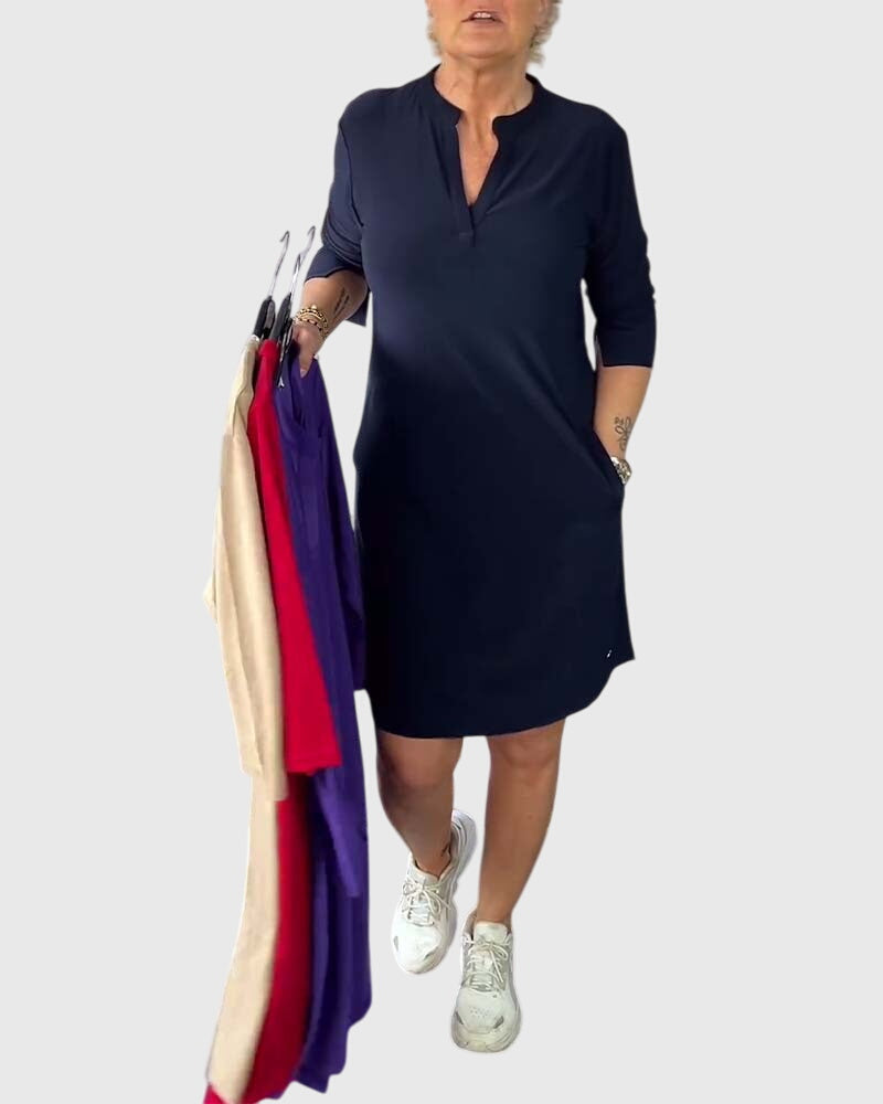Destiny | Solid V-Neck Dress