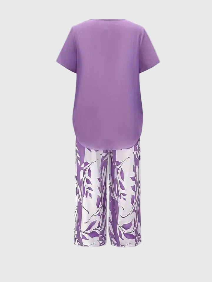 Florelle | Casual Leaf Print Two Piece Set