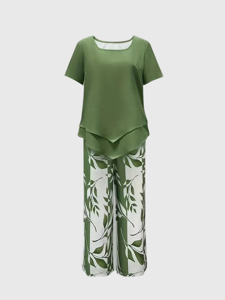 Florelle | Casual Leaf Print Two Piece Set