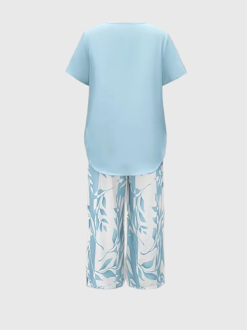 Florelle | Casual Leaf Print Two Piece Set