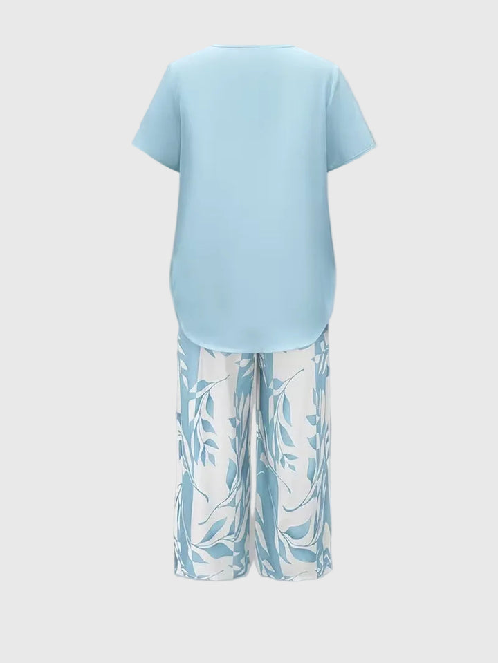Florelle | Casual Leaf Print Two Piece Set