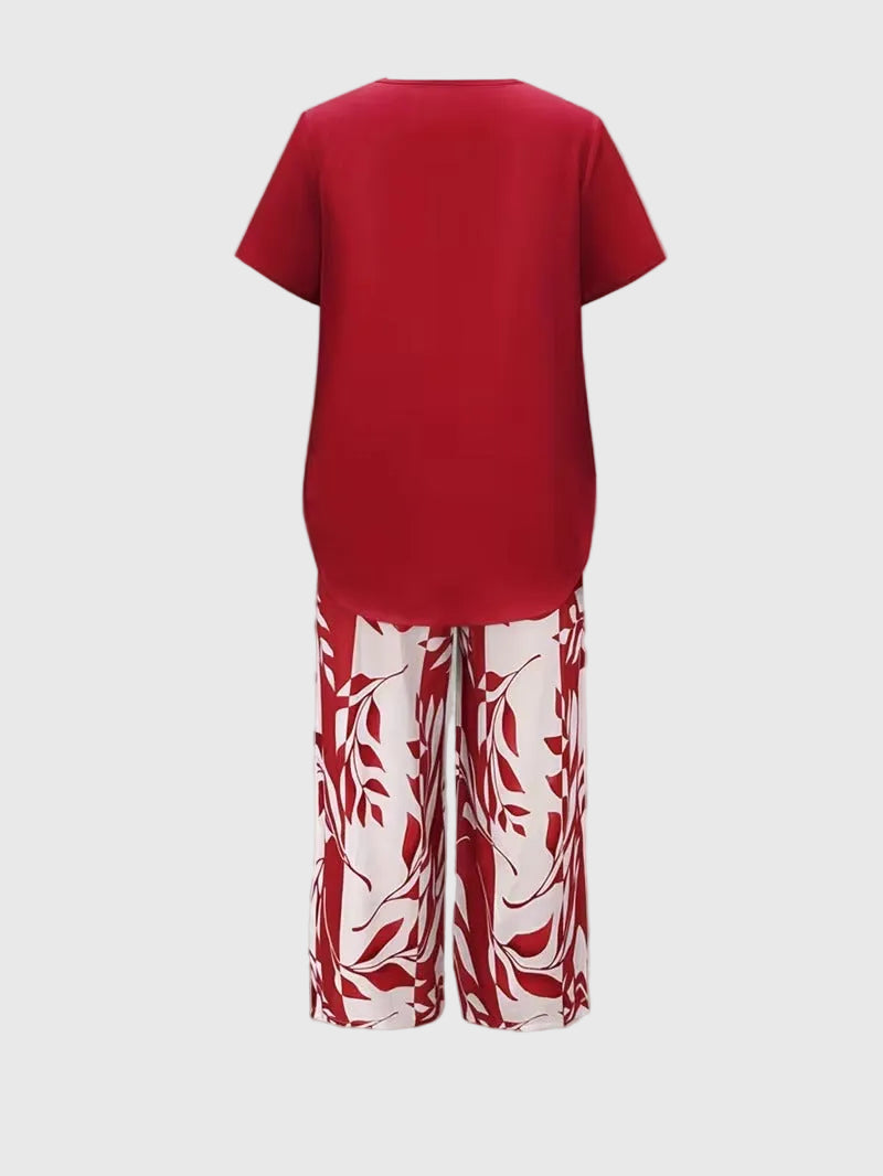 Florelle | Casual Leaf Print Two Piece Set