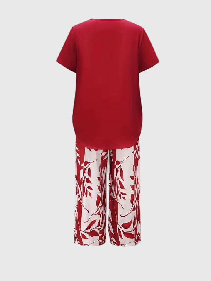 Florelle | Casual Leaf Print Two Piece Set
