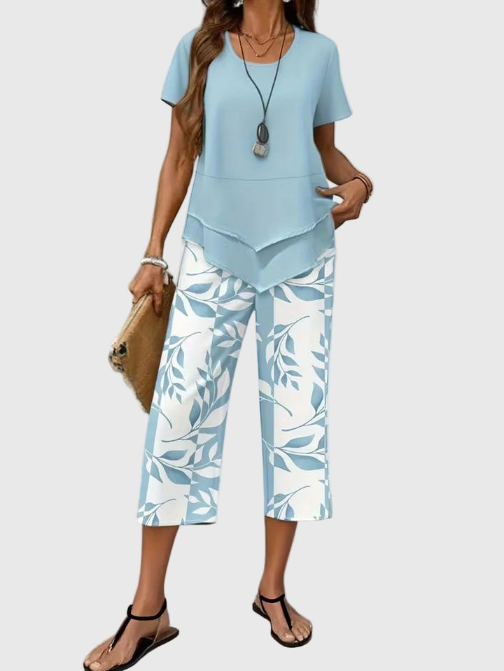 Florelle | Casual Leaf Print Two Piece Set