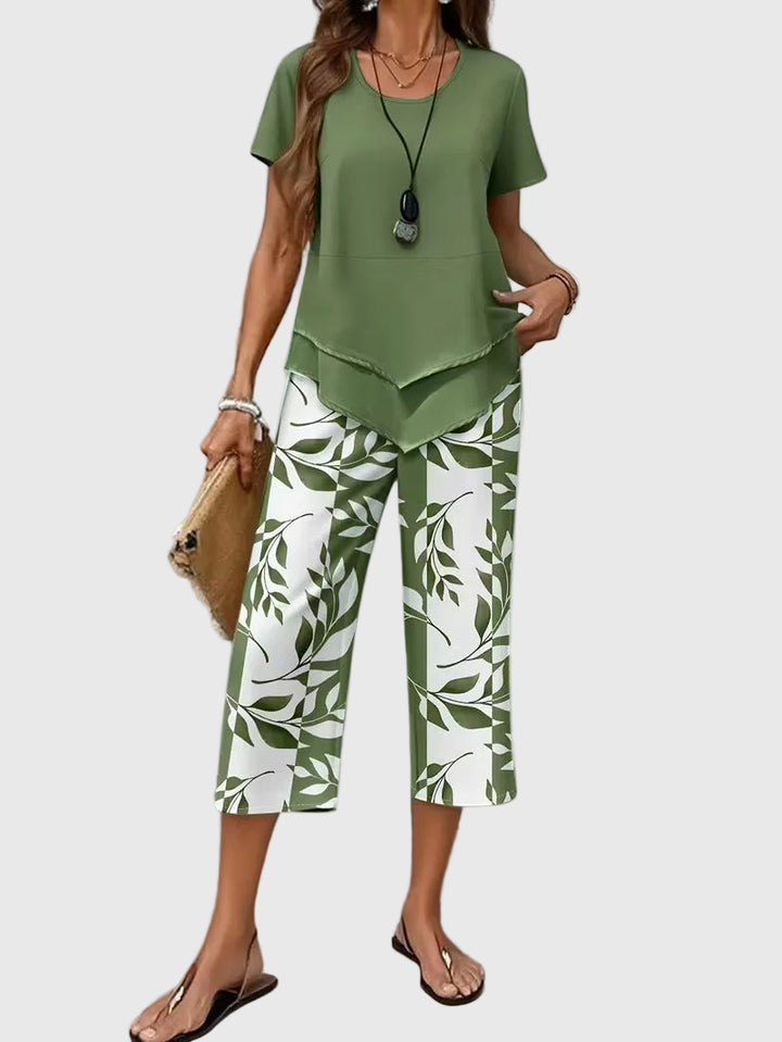 Florelle | Casual Leaf Print Two Piece Set