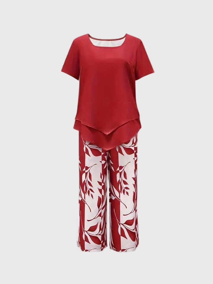 Florelle | Casual Leaf Print Two Piece Set