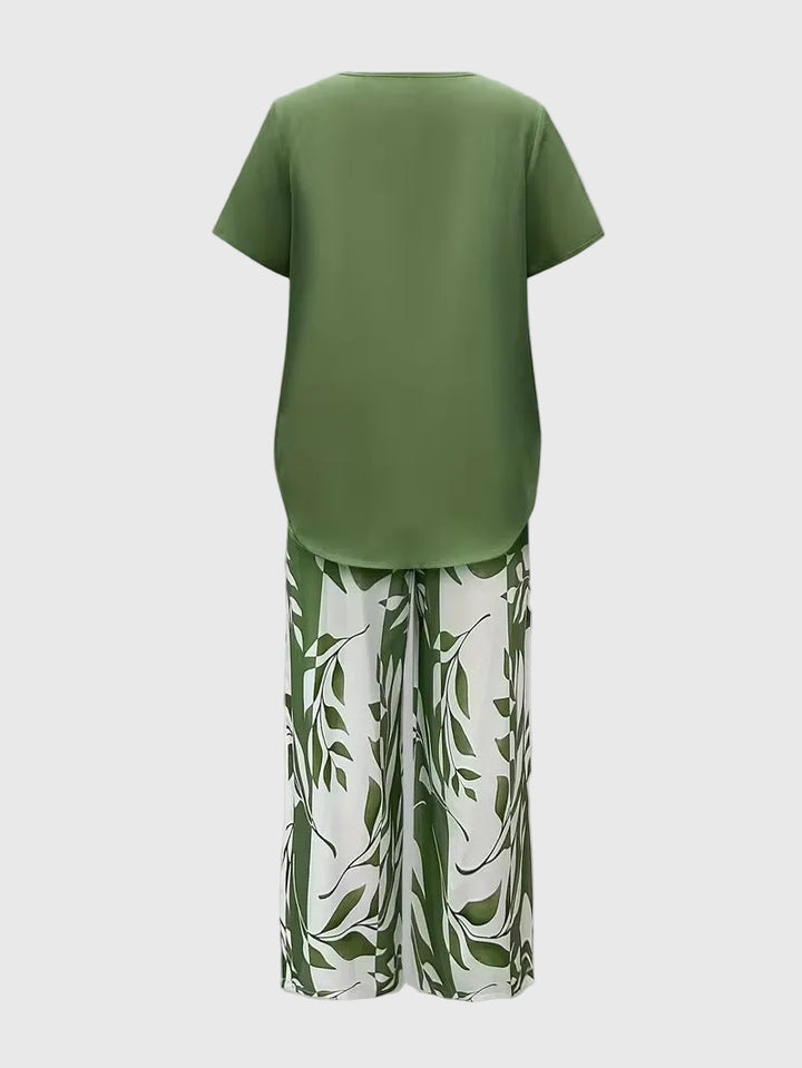 Florelle | Casual Leaf Print Two Piece Set
