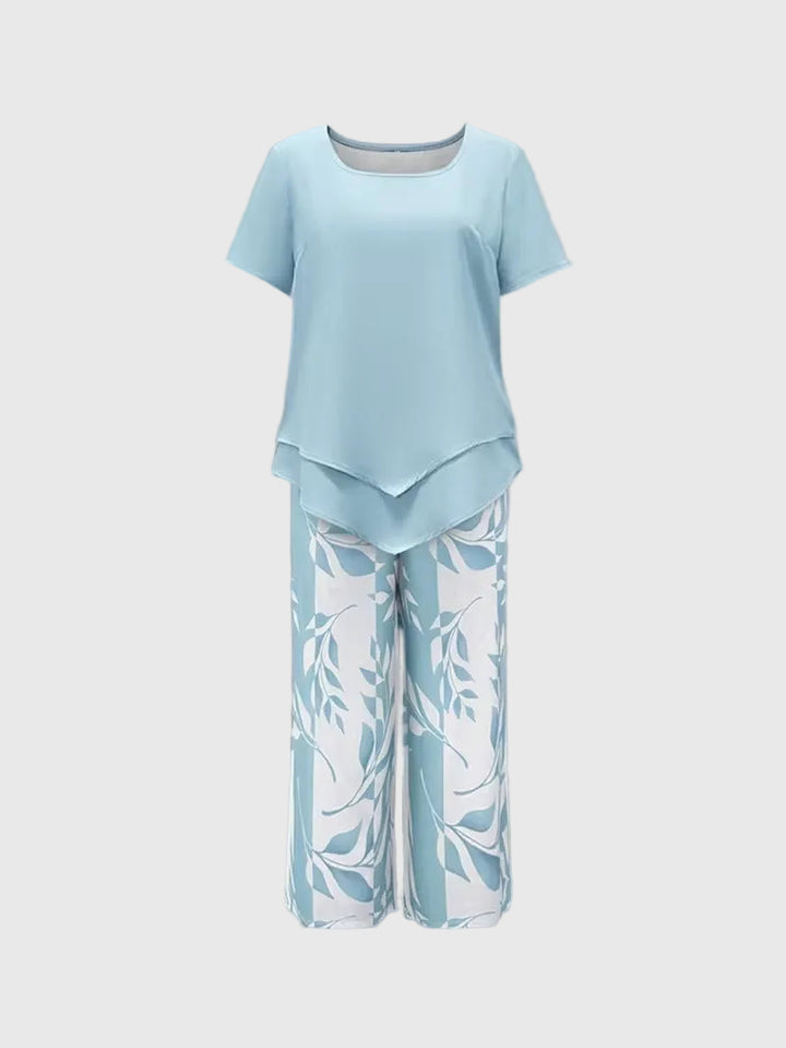 Florelle | Casual Leaf Print Two Piece Set