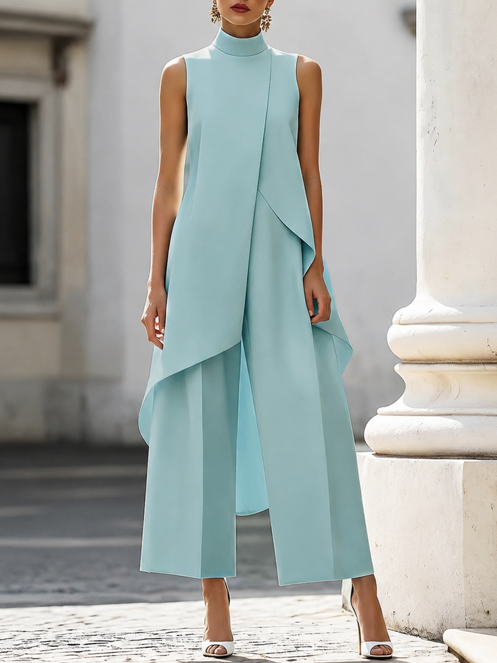 Fleur | Asymmetric Layered Sleeveless Top & Wide-Leg Pants Set