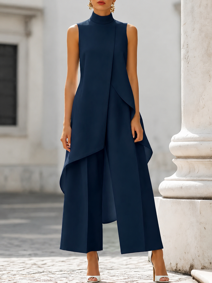 Fleur | Asymmetric Layered Sleeveless Top & Wide-Leg Pants Set