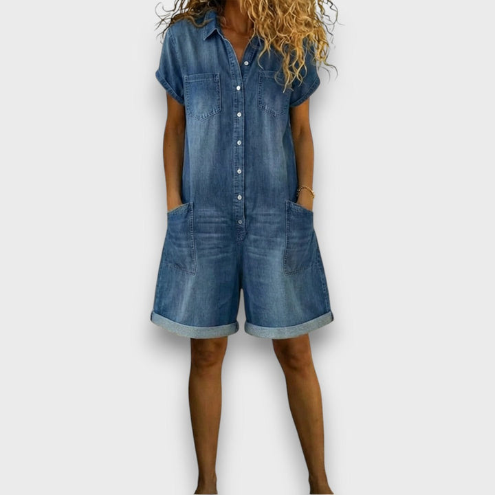 Lori | Vintage short Cotton Denim-Look Overalls