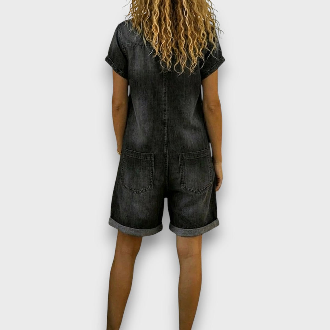 Lori | Vintage short Cotton Denim-Look Overalls