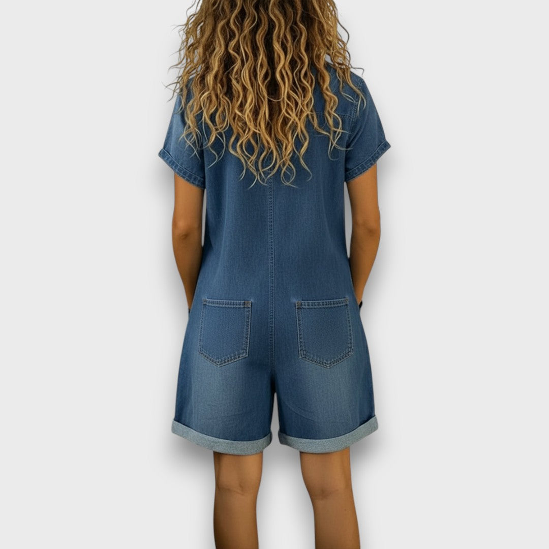 Lori | Vintage short Cotton Denim-Look Overalls