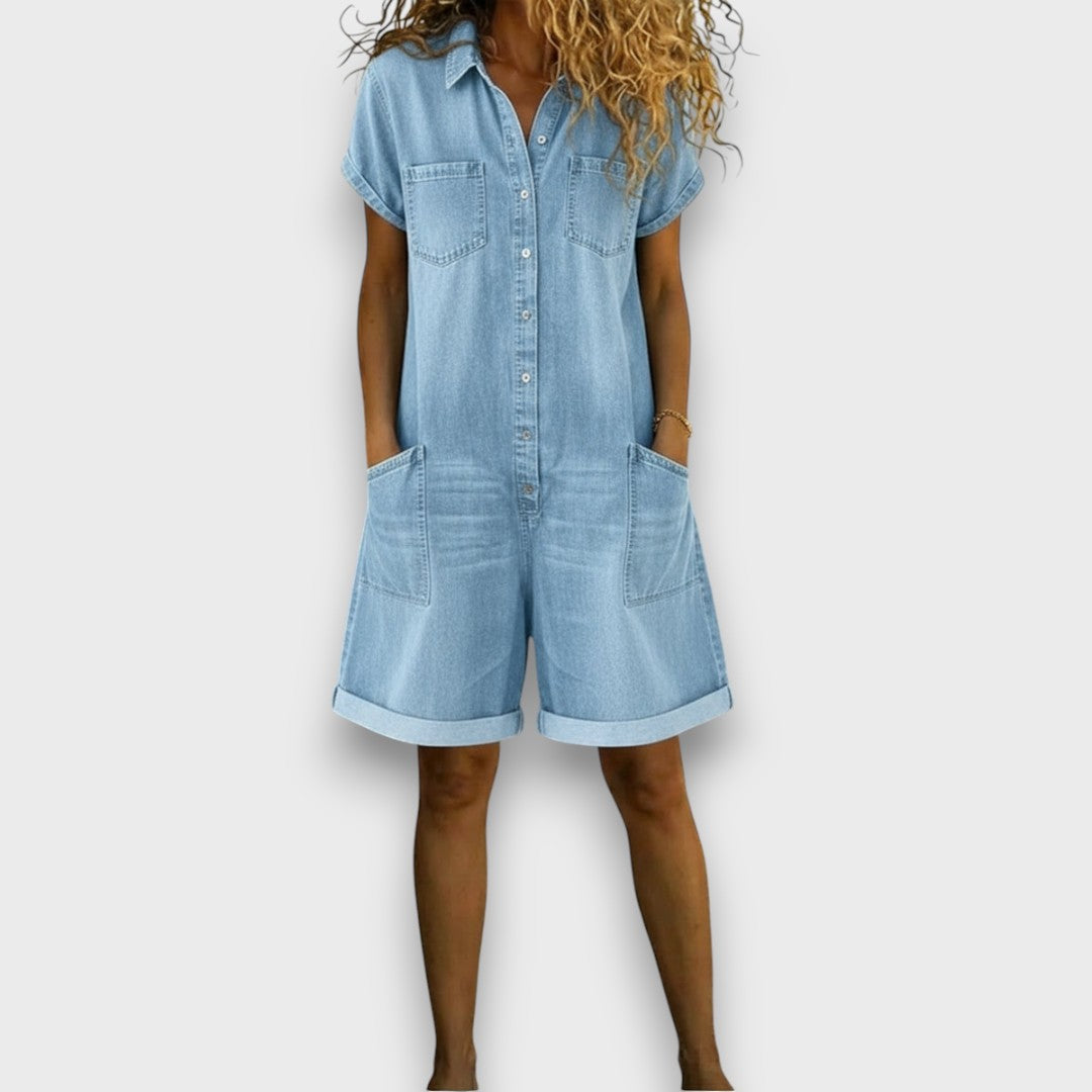 Lori | Vintage short Cotton Denim-Look Overalls