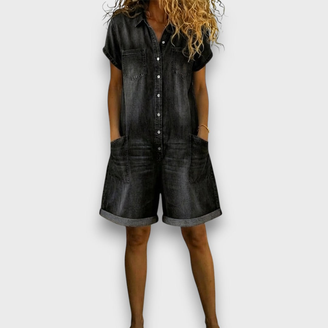 Lori | Vintage short Cotton Denim-Look Overalls