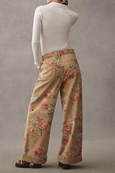 Audrey | Floral Wide Leg High Waist Casual Pants