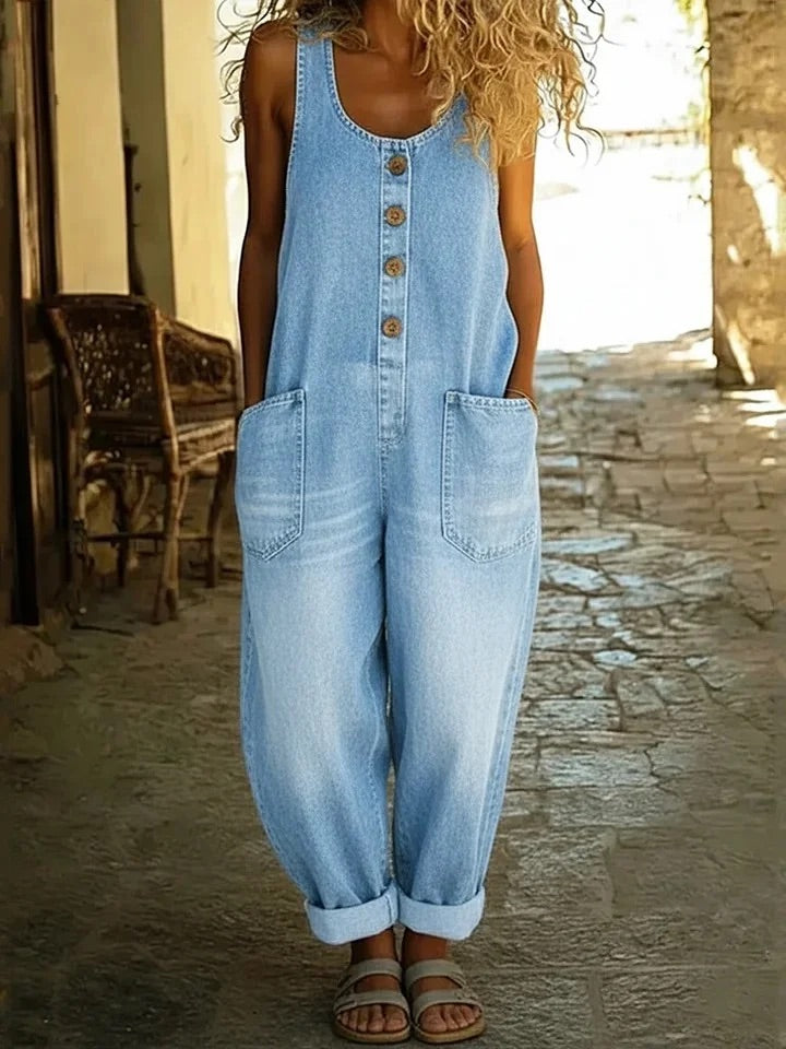 Lorabeth | Vintage Washed Cotton Denim Overalls