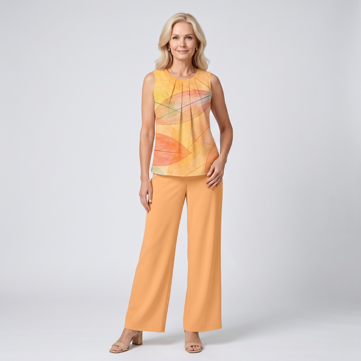 Amber | Leaf Print Two-Piece Set
